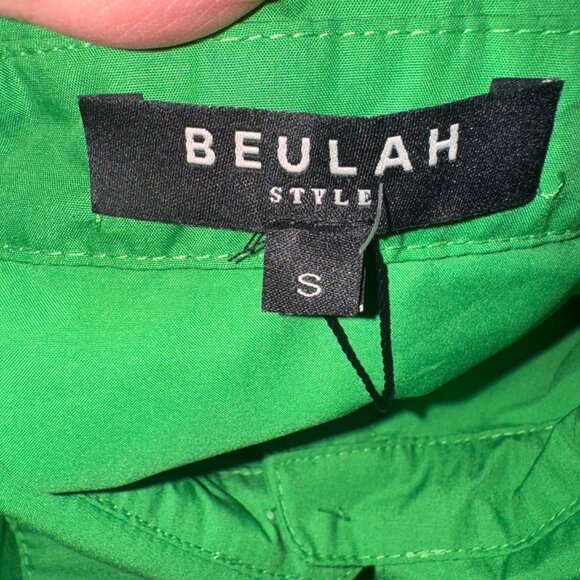 NWT Beulah Womens Green Empire Waist Party Dress Puff Sleeves Adjustable Ties S - Picture 6 of 13